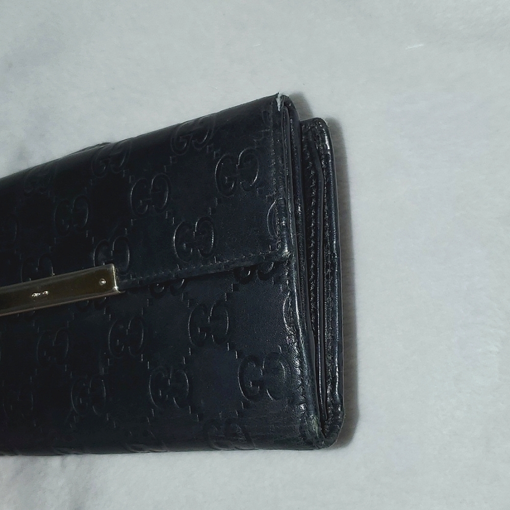 Gucci Black Guccissima Leather Flap Continental Wallet - Picture 13 of 16